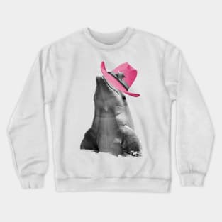 Dolphin Wearing Pink Cowboy Hat Cowgirl Crewneck Sweatshirt